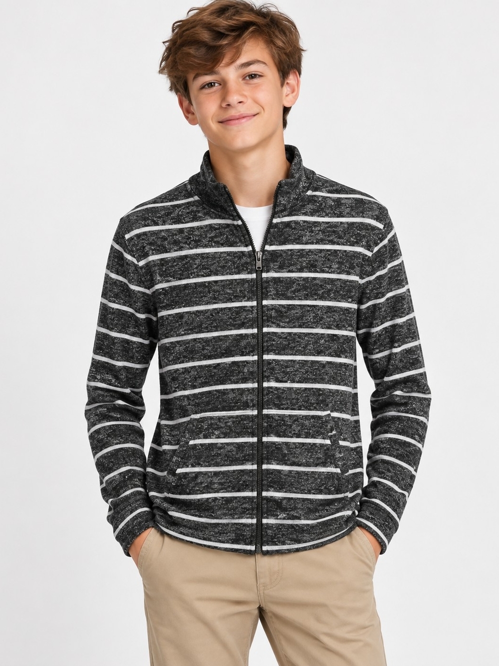 Old Navy Youth XL 14–16 Striped Zip-Up Sweater